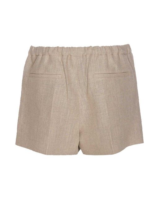 Valentino Natural Mid-rise Pleated Shorts