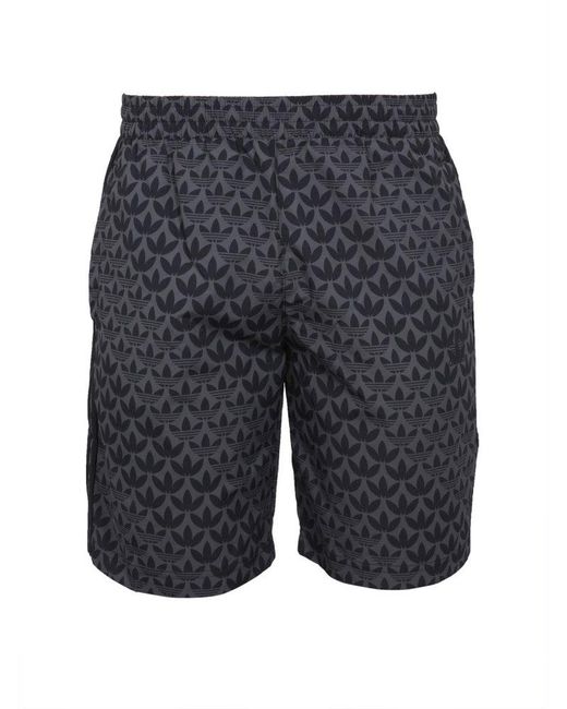 Adidas Originals Gray Monogram High Waist Swim Shorts for men