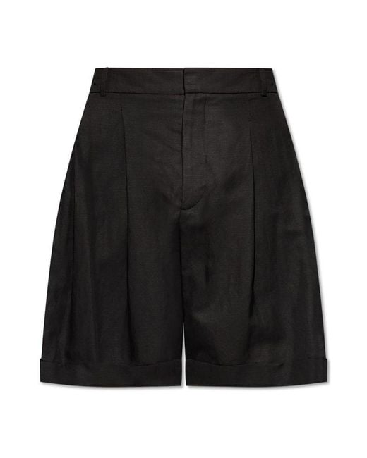 Balmain Black High Waist Pleated Shorts for men