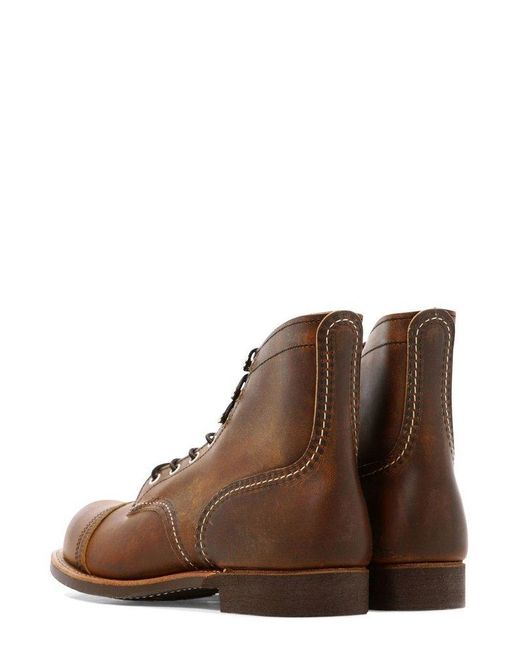 Red Wing Brown Round Toe Lace-up Boots for men