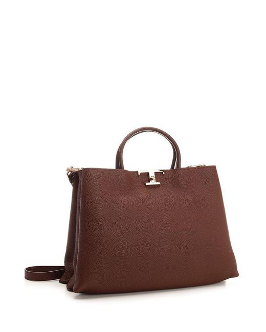 Tod's Brown Mahogany Leather Shopping Bag