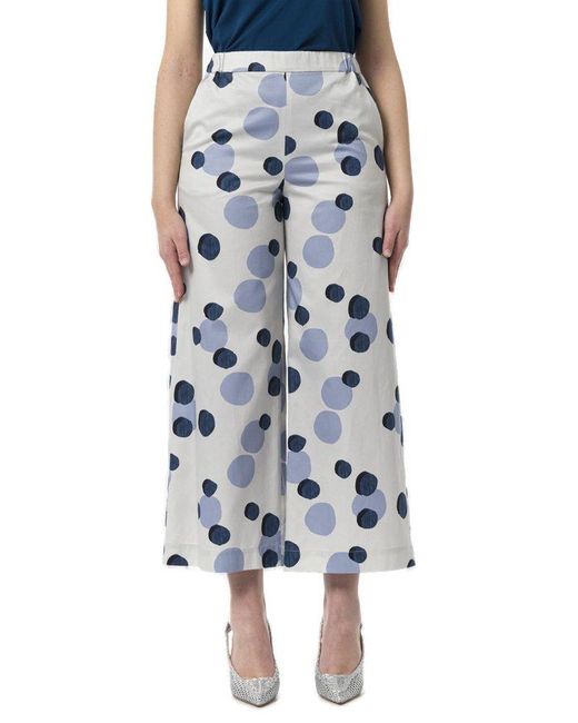 Max Mara Blue All-over Pattered Wide Leg Trousers