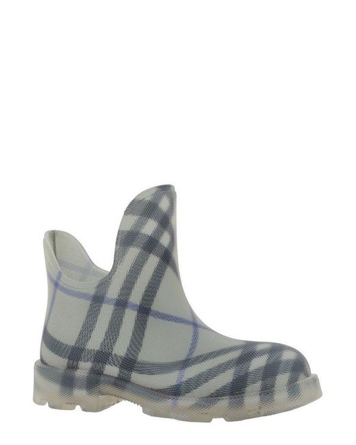 Burberry Gray Marsh Checked Square-toe Ankle Boots