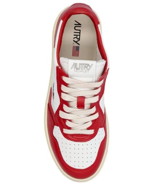 Autry Red Round Toe Lace-up Sneakers for men