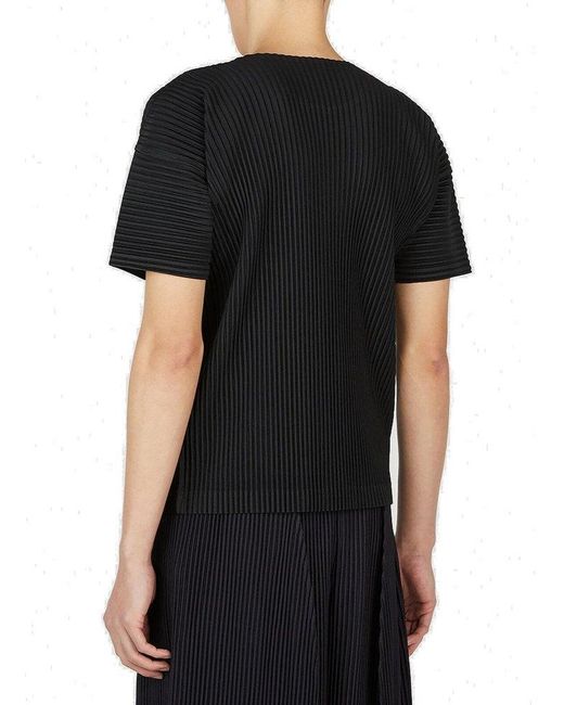 Homme Plissé Issey Miyake Black Pleated T-shirt for men