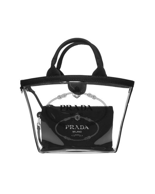 Prada Black Logo Clear Tote Bag