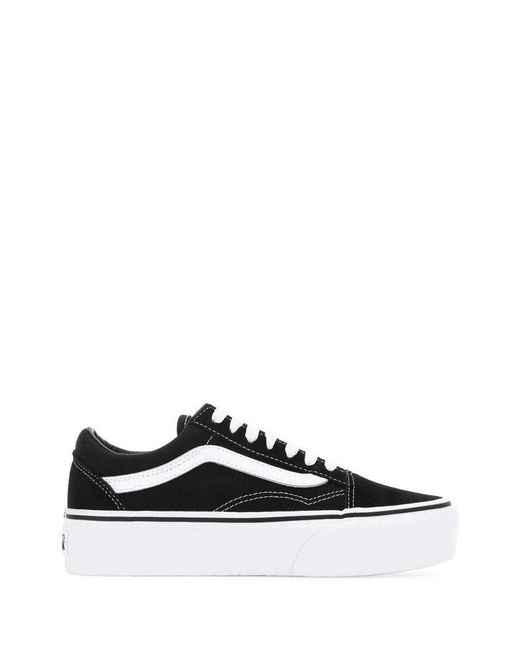 black leather lace up vans