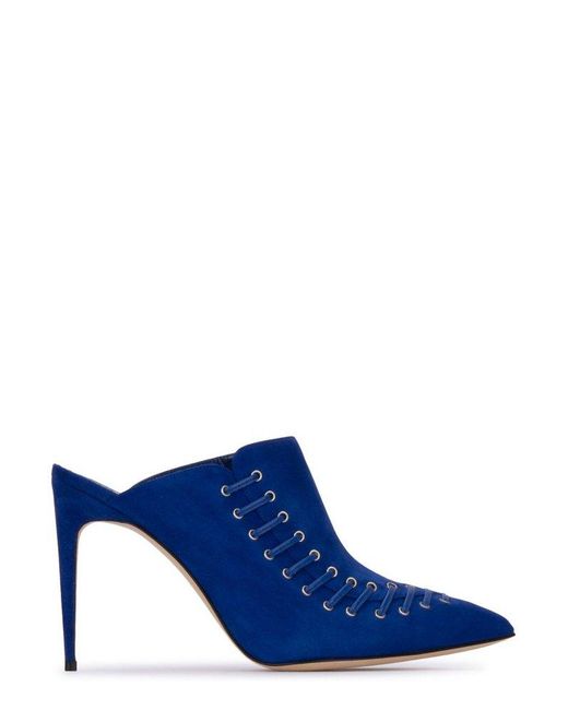 Manolo Blahnik Blue Dobre Pointed Toe Mules