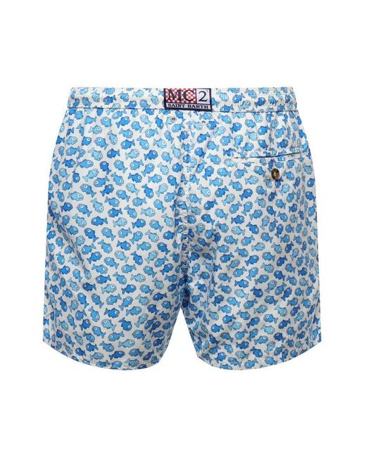 Mc2 Saint Barth Blue Pattern-Printed Drawstring Swim Shorts for men