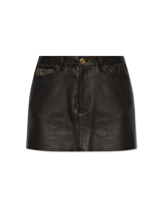 Etro Black Leather Skirt