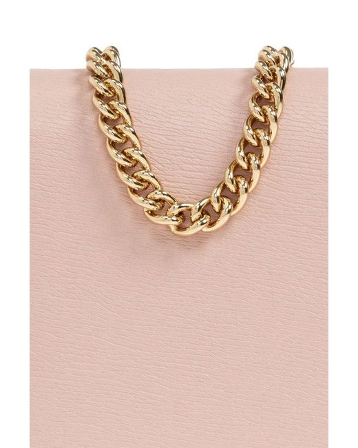 Gucci Pink Logo Lettering Chain Linked Crossbody Bag