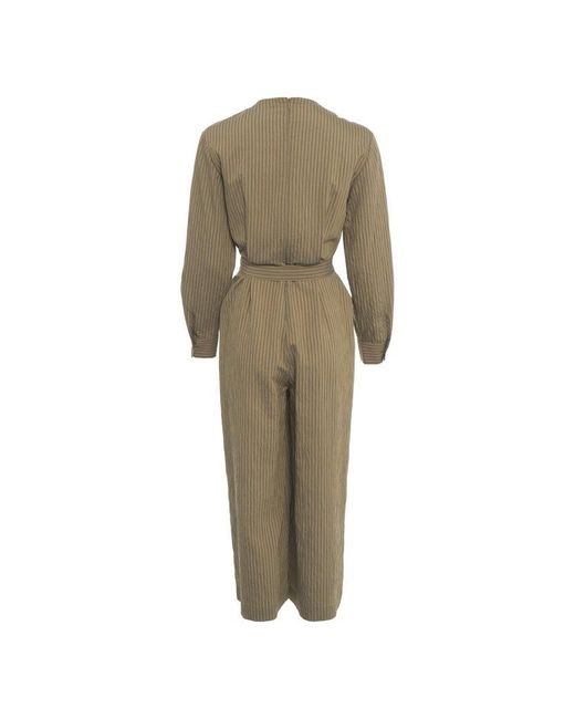 Liu Jo Natural Striped Belted Jumpsuit