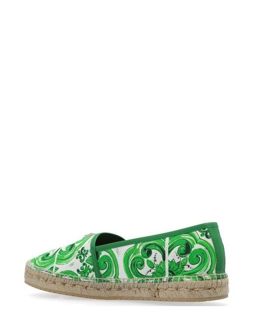 Dolce & Gabbana Green Majolica Printed Espadrilles for men