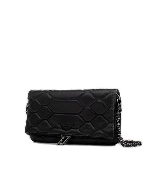 Zadig & Voltaire Black Rock Quilted Clutch Bag