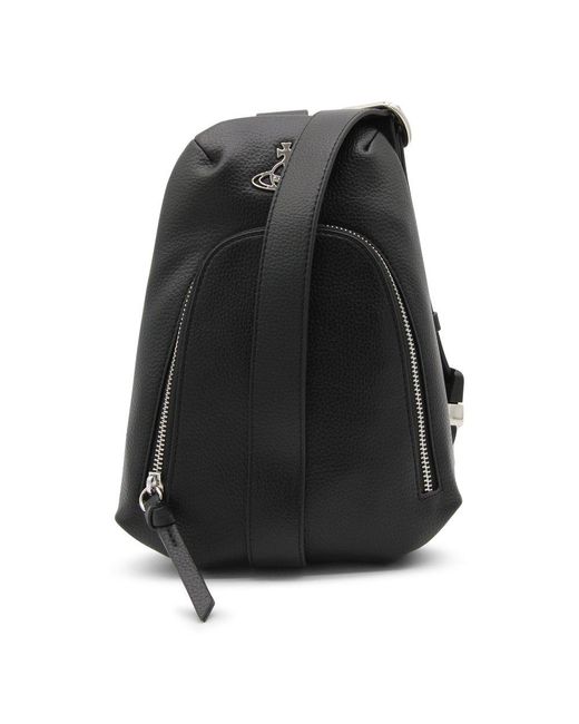 Vivienne Westwood Black Logo Plaque Zipped Belt Bag for men