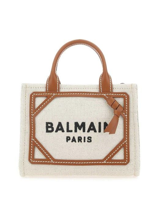 Balmain White B-army Mini Shopper Bag