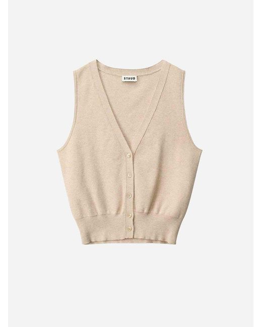 Staud Natural Ficus Knitted Button Vest
