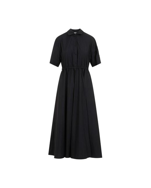 Moncler Black Poplin Midi Shirt Dress