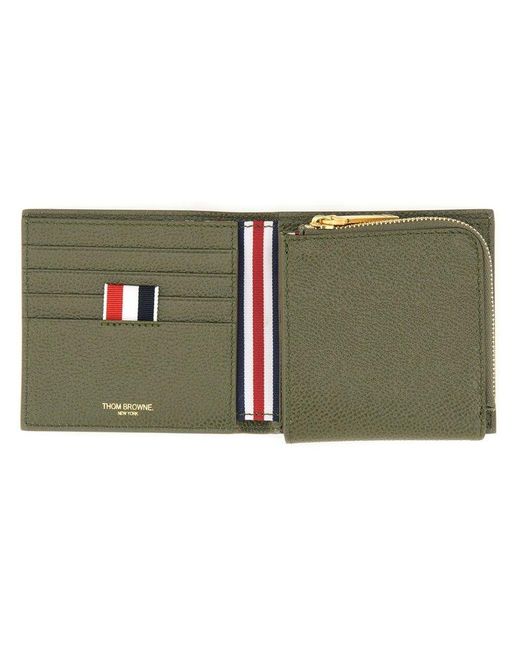 Thom Browne Green Rwb Striped Bi-fold Wallet for men