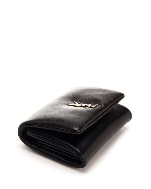 Saint Laurent Black Calypso Compact Wallet