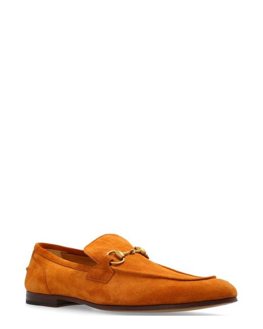Gucci Orange Jordaan Suede Loafers for men