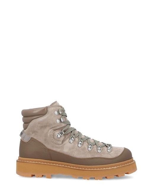 Moncler Brown Peka Trek Leather Hiking Boots for men