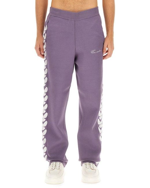 3.PARADIS Purple Logo Embellished Jogging Pants for men