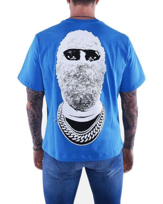 Ih Nom Uh Nit Blue Logo Printed Crewneck T-shirt for men