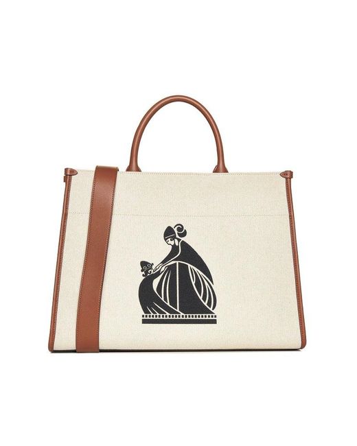 Lanvin White Logo Printed Tote Bag