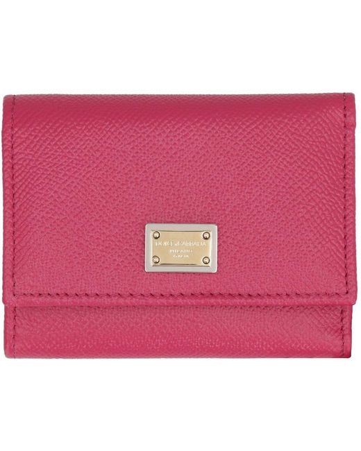 Dolce & Gabbana Pink Logo-plaque Compact Wallet