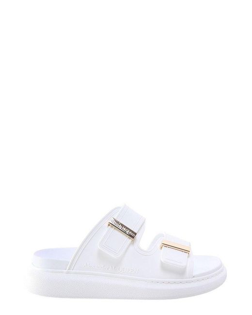 Alexander McQueen Rubber Logo Engraved Hybrid Flatform Sandals in White ...