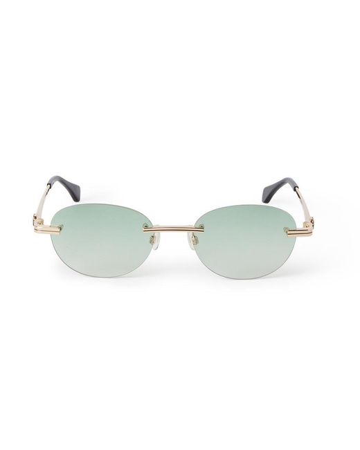 Palm Angels Green Oval Rimless Frame Sunglasses