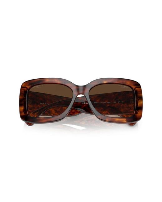 Chanel Brown Rectangular Frame Sunglasses