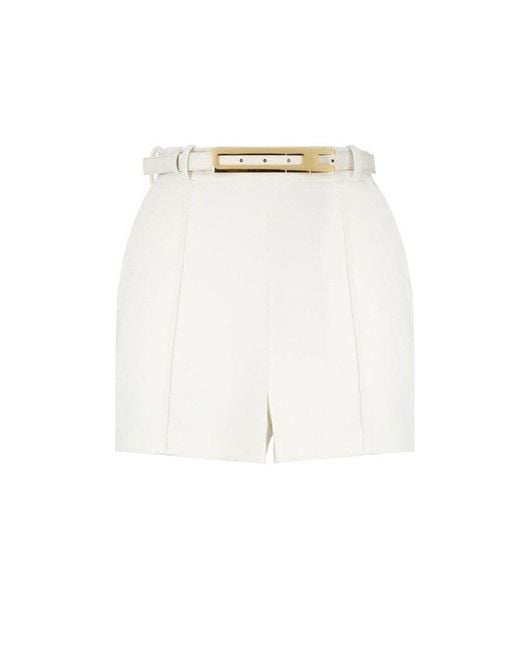 Elisabetta Franchi White Belted Shorts