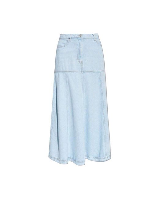 Munthe Blue A-Line Denim Midi Skirt