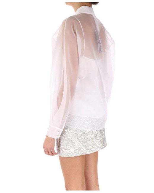 Max Mara White Button-Up Long-Sleeved Top