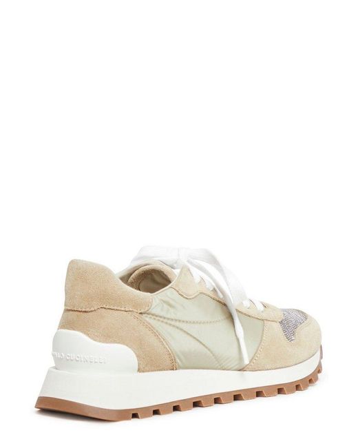 Brunello Cucinelli White Panelled Low-top Sneakers