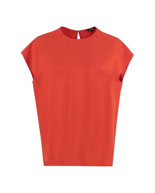Aspesi Red Back Button-fastened Crewneck Blouse