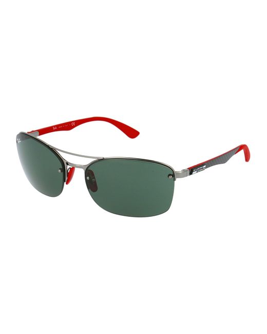 Ray Ban X Scuderia Ferrari Rectangle Frame Sunglasses In Grey Gray Lyst