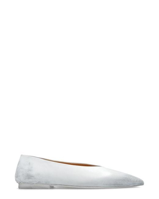 Marsèll White Pointed-toe Ballet Flats