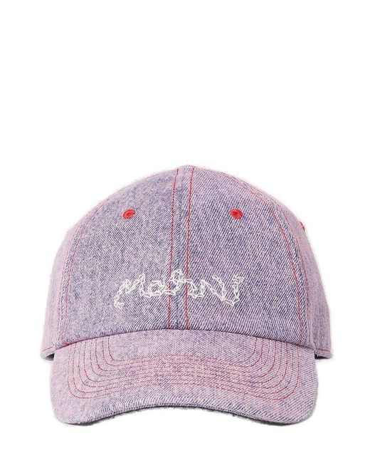 Marni Purple Logo Embroidered Baseball Cap