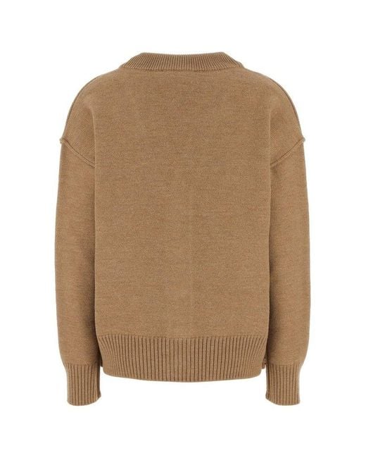 AMI Brown Camel Wool Blend Cardigan for men