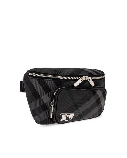 Burberry Black Checked Zipped Belt Bag for men