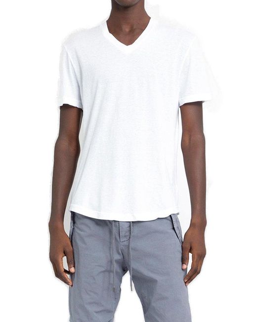 James Perse White Clear Jersey V-neck T-shirt for men