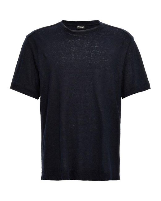 Zegna Black Linen T-Shirt for men