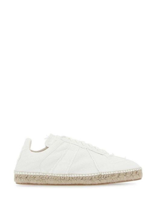 Maison Margiela Leather Replica Lace-up Espadrilles in White for Men | Lyst