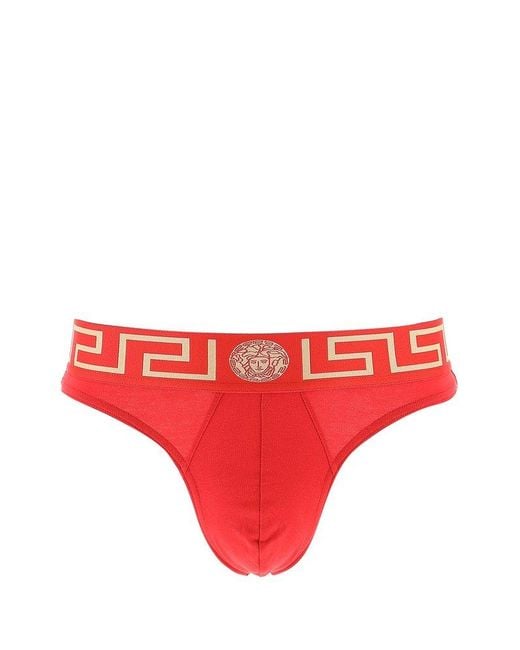 Versace Red Greca Border Thong Briefs for men