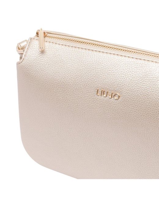Liu Jo Gray Logo Lettering Zipped Crossbody Bag