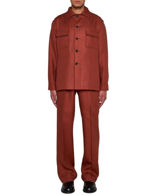 Tagliatore Red Button-Up Shirt Jacket for men