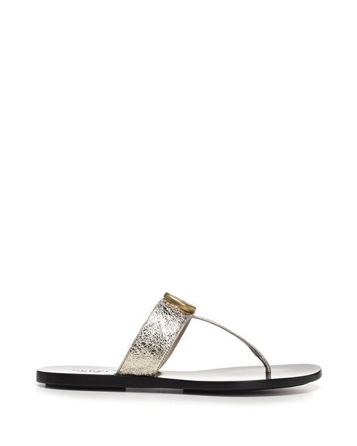 Gucci Metallic Marmont Leather Sandals